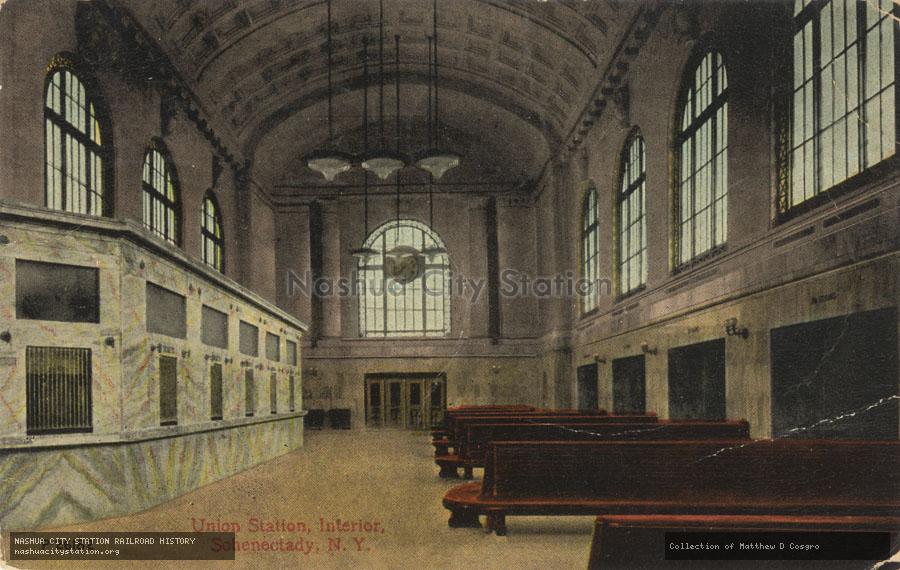 Postcard: Union Station, Interior, Schenectady, New York